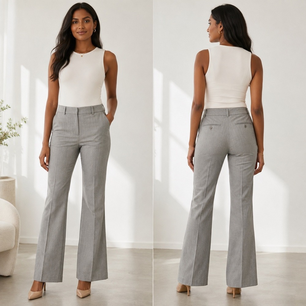 Theory Womens Gray Pinstripe Tailored Trousers Bootcut Office Career Pants Sz 6